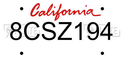 8CSZ194 California License Plate