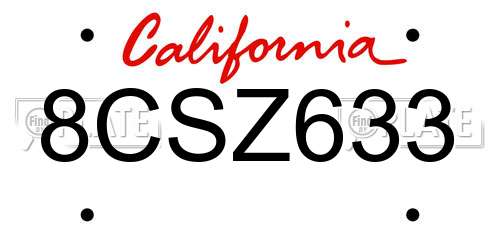 8CSZ633 California License Plate
