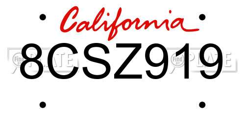 8CSZ919 California License Plate