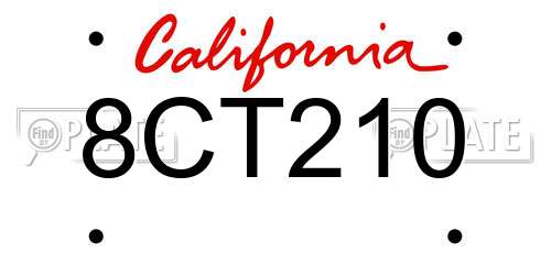 8CT210 California License Plate