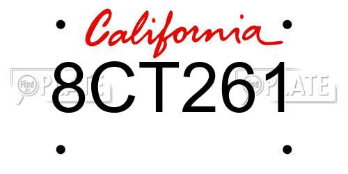 8CT261 California License Plate