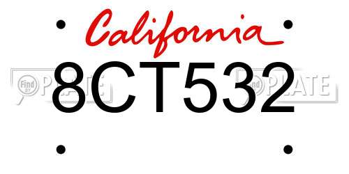 8CT532 California License Plate