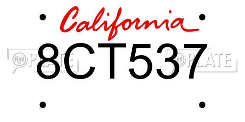8CT537 California License Plate