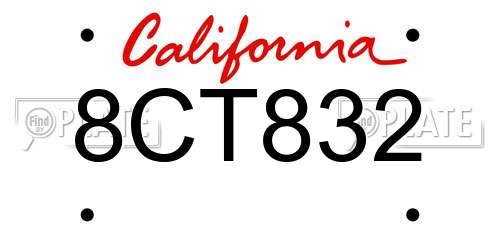8CT832 California License Plate