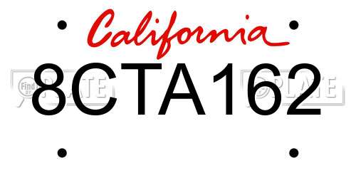 8CTA162 California License Plate