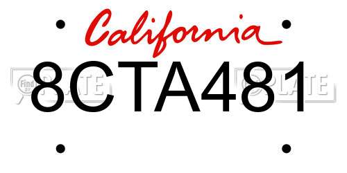 8CTA481 California License Plate