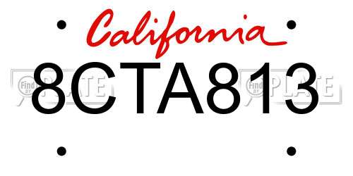 8CTA813 California License Plate