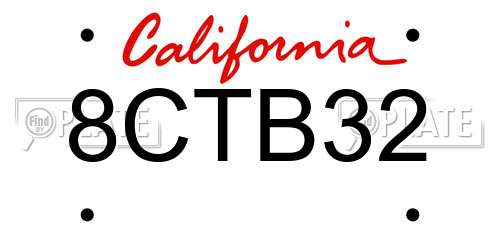 8CTB32 California License Plate