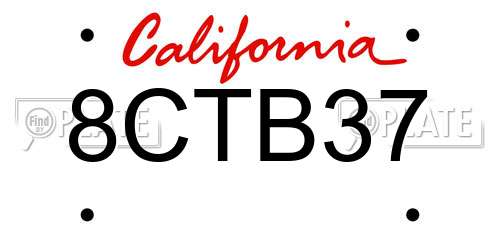 8CTB37 California License Plate