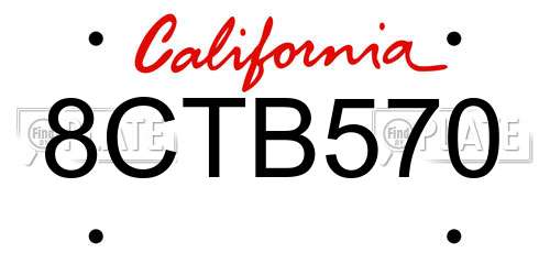 8CTB570 California License Plate