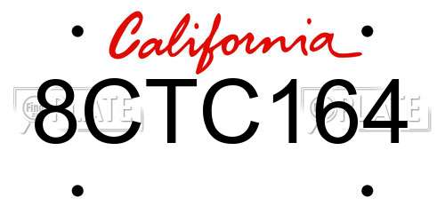 8CTC164 California License Plate