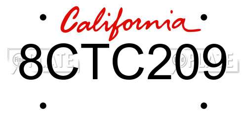 8CTC209 California License Plate