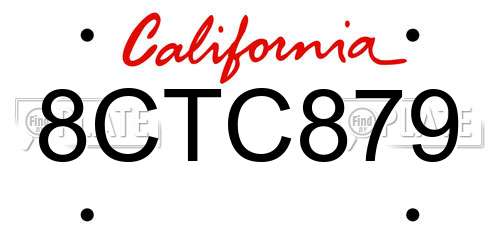 8CTC879 California License Plate
