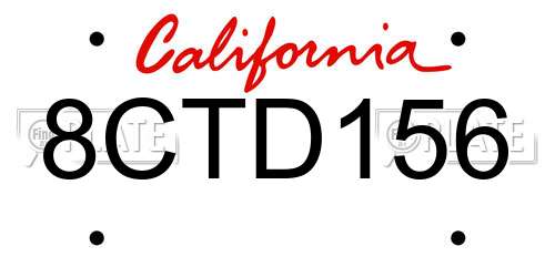8CTD156 California License Plate