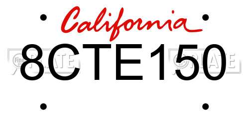 8CTE150 California License Plate