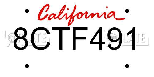 8CTF491 California License Plate