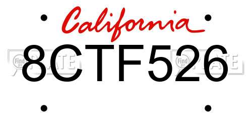 8CTF526 California License Plate