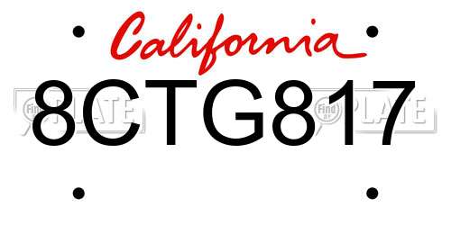 8CTG817 California License Plate