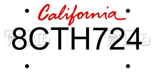 8CTH724 California License Plate