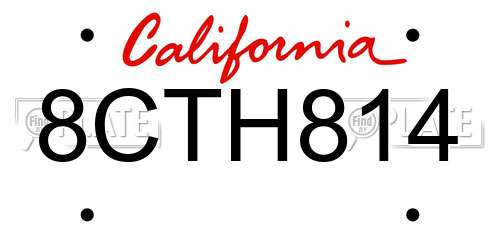 8CTH814 California License Plate