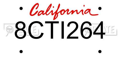8CTI264 California License Plate