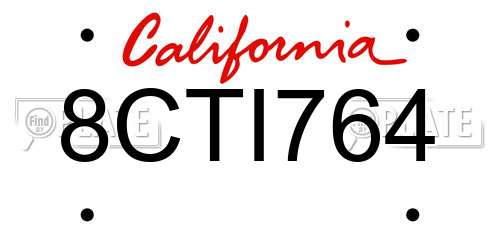 8CTI764 California License Plate