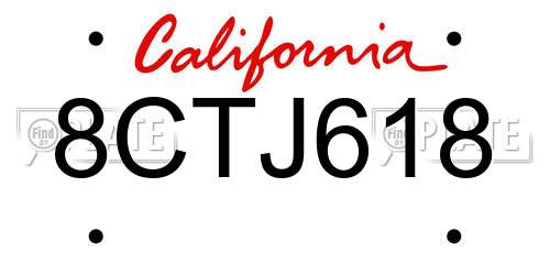 8CTJ618 California License Plate