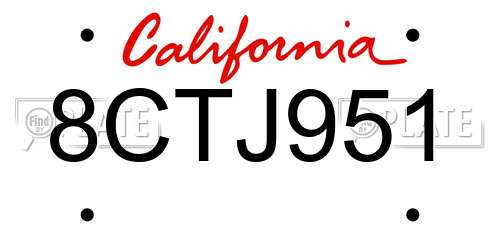 8CTJ951 California License Plate