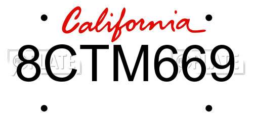8CTM669 California License Plate