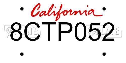 8CTP052 California License Plate