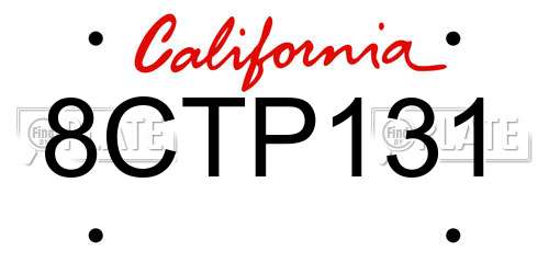 8CTP131 California License Plate