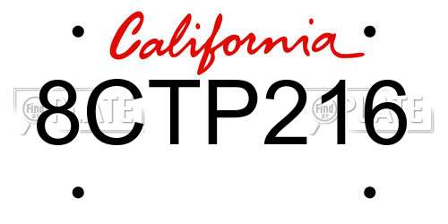 8CTP216 California License Plate