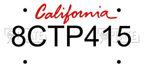 8CTP415 California License Plate