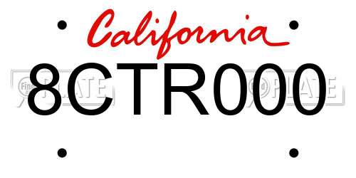 8CTR000 California License Plate