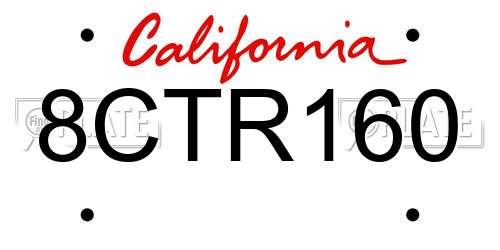 8CTR160 California License Plate
