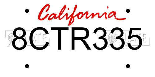 8CTR335 California License Plate