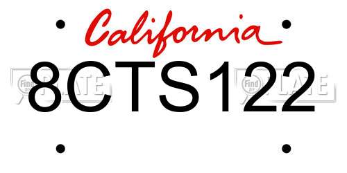 8CTS122 California License Plate