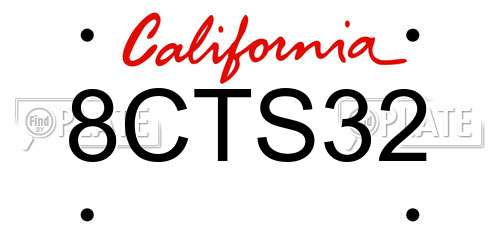 8CTS32 California License Plate