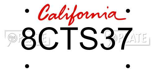 8CTS37 California License Plate