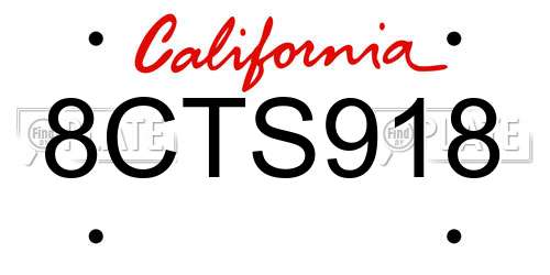 8CTS918 California License Plate