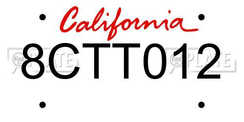 8CTT012 California License Plate