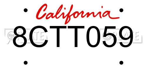 8CTT059 California License Plate