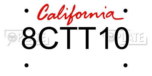 8CTT10 California License Plate