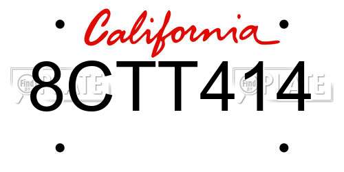 8CTT414 California License Plate