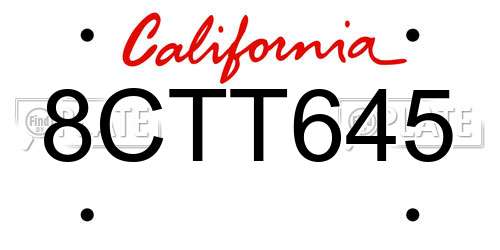 8CTT645 California License Plate