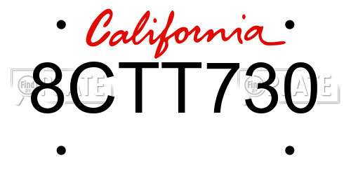 8CTT730 California License Plate