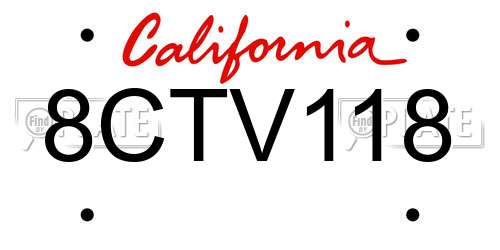 8CTV118 California License Plate