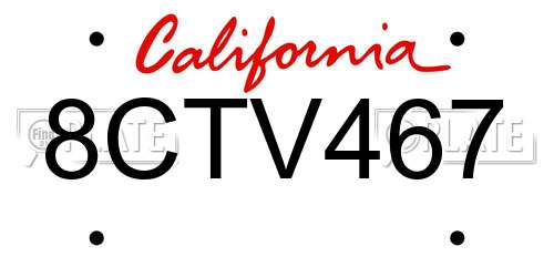 8CTV467 California License Plate