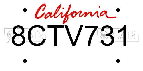 8CTV731 California License Plate