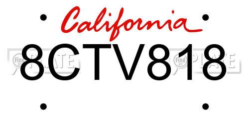 8CTV818 California License Plate